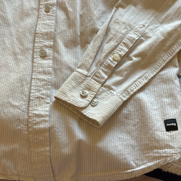 Analog button down shirt size small white and blue pin striped - Picture 4 of 6